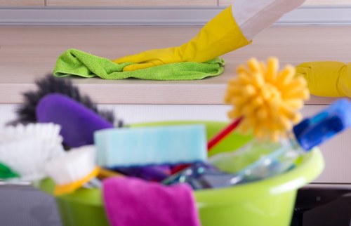 Experienced Docklands cleaners maintaining a spotless workspace