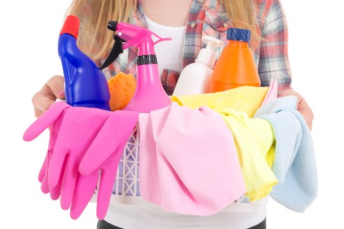 Docklands office cleaning team sanitizing desks and shared surfaces