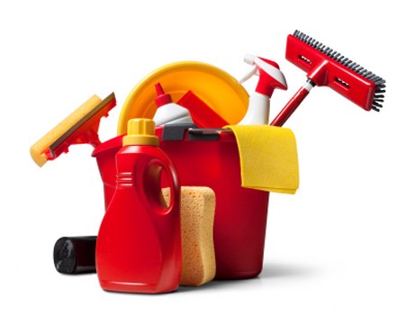 Close-up of oven cleaning tools and degreasing products in Docklands